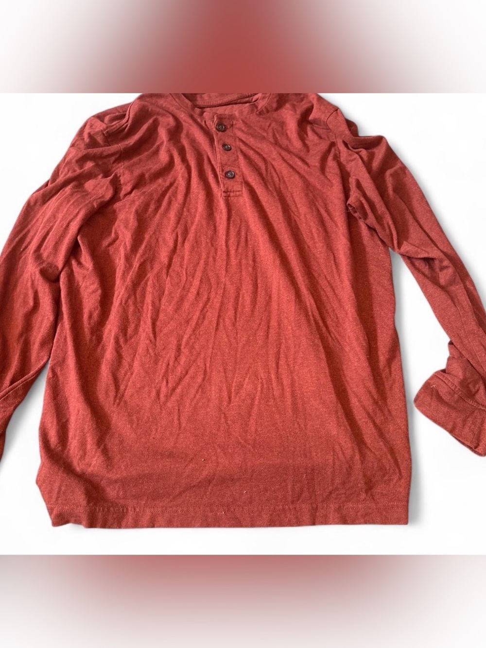 Men's Long-Sleeve Henley Shirt - Rust Red